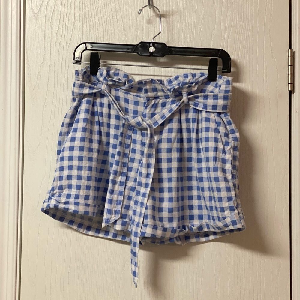 Jolt Gingham print Linen blended shorts